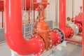 Fire fire fighting pining install with high performance gate valve in fire pump room Royalty Free Stock Photo
