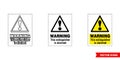 Fire fighting sign warning this extinguisher is alarmed icon of 3 types color, black and white, outline. Isolated vector sign Royalty Free Stock Photo