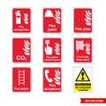 Fire fighting signs icon set of color types. Isolated vector sign symbols. Icon pack Royalty Free Stock Photo