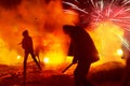 Fire fighting on the street Grushevskogo Royalty Free Stock Photo