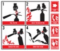 Fire fighting technical illustration. Vector silhouette of fire extinguisher Royalty Free Stock Photo