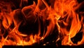 Fire. Fire texture. Burning wood in the fireplace. Close-Up Of Fire In The Dark. Fire flames burning isolated on black background Royalty Free Stock Photo