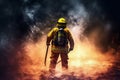 fire firefighter safety fireman emergency fighter equipment smoke rescue uniform. Generative AI.