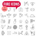 Fire and firefighting, icon set. fire prevention and elimination, linear icons Royalty Free Stock Photo
