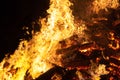 Burning fire in fireplace with high flames Royalty Free Stock Photo