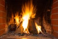 Fire in fireplace. Fire background. Blazing Bonfire. Firewood burns in a fireplace. Royalty Free Stock Photo