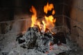 Fire in fireplace Royalty Free Stock Photo