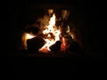 Vertical video of a fire in a fireplace