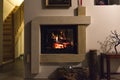 Fire in Fireplace. Warm house. Royalty Free Stock Photo