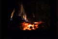 Fire in Fireplace. Warm house. Royalty Free Stock Photo