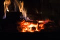 Fire in Fireplace. Warm house. Royalty Free Stock Photo