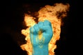 Fire fist with the national flag of kazakhstan Royalty Free Stock Photo