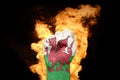 Fire fist with the national flag of wales Royalty Free Stock Photo