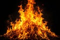 Fire flame background on black Royalty Free Stock Photo
