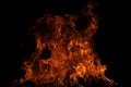 Fire flame burning and fire glowing on black background. Royalty Free Stock Photo