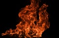 Fire flame burning and fire glowing on black background. Royalty Free Stock Photo