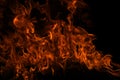 Fire flame burning and fire glowing on black background. Royalty Free Stock Photo