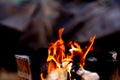 Fire flame burning wood on stove and blurred background Royalty Free Stock Photo