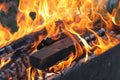 Fire. Flame. Chargrill. Burning logs. Royalty Free Stock Photo