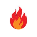 Fire flame concept icon flat design  red fire sign on white background. Royalty Free Stock Photo