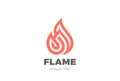 Fire Flame Droplet Logo design vector Linear. Luxu Royalty Free Stock Photo