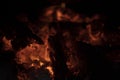 Fire flame. Flame texture. Burning firewood in stove Royalty Free Stock Photo