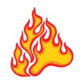 Fire flame, gas icon. Red volcano or bonfire symbol, hot campfire silhouette, oil energy, grill or eco, recycling, heat