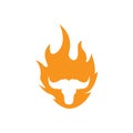 Fire flame with head bull logo design, vector graphic symbol icon illustration creative idea Royalty Free Stock Photo