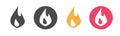 Fire flame heat icon vector simple graphic pictogram logo set, ignite flammable symbol shape silhouette flat cartoon illustration