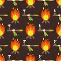 Fire flame hot burn vector icon warm danger and cooking yellow bonfire light blazing campfire.