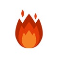 Fire flame hot burn vector icon warm danger and cooking yellow bonfire light blazing campfire.