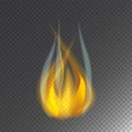 Fire flame hot burn vector icon warm danger and cooking yellow bonfire light blazing campfire.