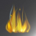 Fire flame hot burn vector icon warm danger and cooking yellow bonfire light blazing campfire.