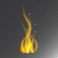 Fire flame hot burn vector icon warm danger and cooking yellow bonfire light blazing campfire.