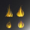 Fire flame hot burn vector icon warm danger and cooking yellow bonfire light blazing campfire.