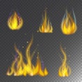 Fire flame hot burn vector icon warm danger and cooking yellow bonfire light blazing campfire.