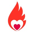 Fire flame, hot heart symbol