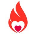 Fire flame, hot heart symbol