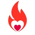 Fire flame, hot heart symbol