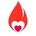 Fire flame, hot heart symbol