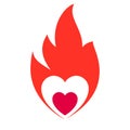 Fire flame, hot heart symbol
