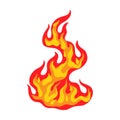 Fire flame, hot heat symbol. Burn danger wildfire, abstract graphic flare sign, warning emblem of campfire, red warm