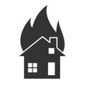 Fire flame house icon. Fire hot flames vector sign isolated on white background Royalty Free Stock Photo