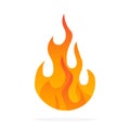 Fire flame icon. Black icon isolated on white background. Fire flame silhouette. Simple icon.