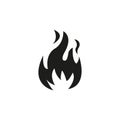 Fire flame icon. Black icon isolated on white background. Fire flame silhouette. Simple icon. Web site page and mobile app design Royalty Free Stock Photo