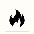 Fire flame icon. Black icon isolated on white background. Fire flame silhouette. Simple icon. Web site page and mobile app design Royalty Free Stock Photo