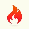 Fire flame icon with burning red hot sparks isolated on white background. Render sprite of fire emoji, energy and power concept Royalty Free Stock Photo