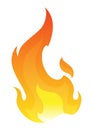 Fire flame icon. Cartoon heat wildfire or bonfire, burn power fiery. Power light energy silhouette. Campfire element in