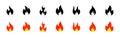 Fire, flame icon collection. Bonfire, fire icons. Flame signs