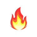 Fire flame icon. Isolated bonfire sign, emoticon flame symbol isolated on white, fire emoji and logo illustration